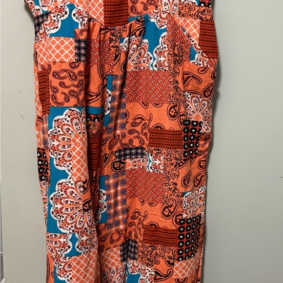 Vibrant Orange and Blue Jumpsuit - Picture 1 of 3